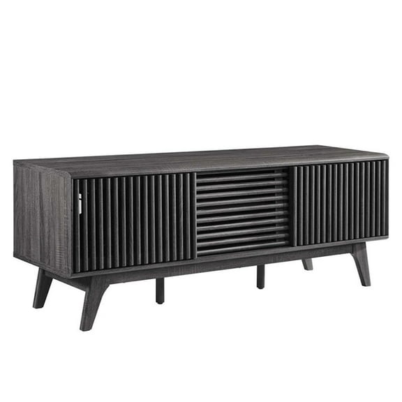 Pemberly Row Modern Wood TV Stand for TVs up to 65" in Charcoal