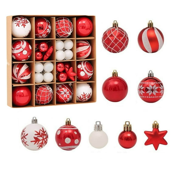 KCEHTA 42 Pcs Christmas Ball Ornaments, 2.36 inch Red and White Christmas Tree Ball Ornaments Set, Christmas Hanging Tree Ornaments for Xmas Holiday Party Decor