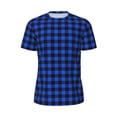 thumbnail image 5 of Wukai Buffalo Plaid Blue Black Print Men's Short-Sleeved Mesh T-Shirt,Quick-Dry Short Sleeve Workout T-Shirt-XX-Large, 5 of 8