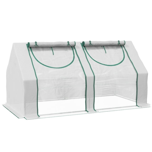 Outsunny 6' x 3' x 3' Mini Greenhouse with 2 PE/Plastic Covers, White