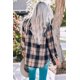 thumbnail image 1 of ABPHQTO Chaqueta de cuadros escoceses con dobladillo redondeado extragrande de mujer en negro con aberturas, 1 of 5