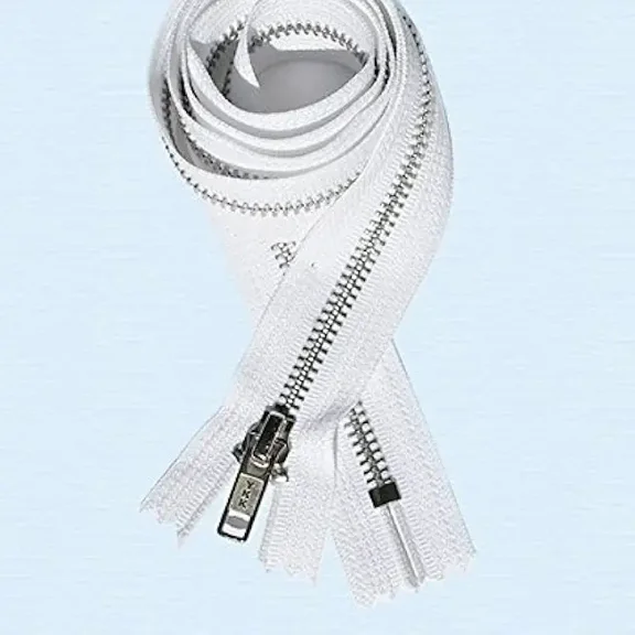 72" Zipper ~ YKK #5 Brass Metal ~ Closed Bottom ~ White (1 Zipper)
