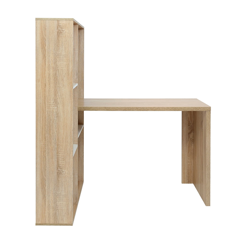 Modern L Shaped Computer Desk with Bookshelf, Home Office Workstation for Bedroom Study Room, Walnut Modern L Shaped Computer Desk with Bookshelf, Home Office Workstation for Bedroom Study Room, Walnut