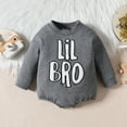 thumbnail image 2 of Baby Rompers Boy Long Sleeve Letter Embroider Pullover Rompers Bodysuits Baby Onesies Grey 6 Months-9 Months, 2 of 6