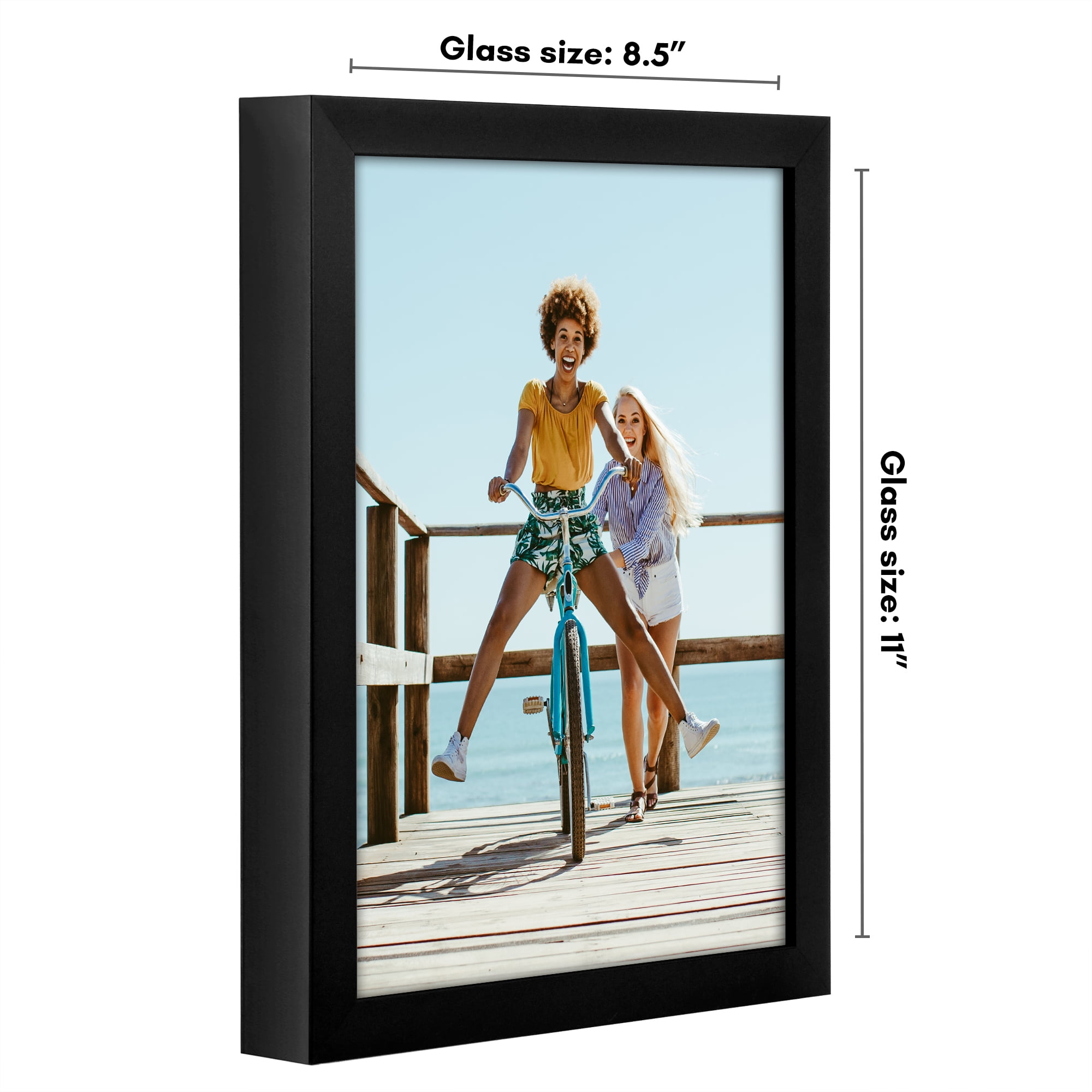 Americanflat 8.5x11 Picture Frame with Shatter-Resistant Glass Soho Collection Gallery Style Deep Molding - Black