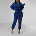 thumbnail image 1 of HXWCHs Women's Autumn Winter Sequin Knit Tracksuit Set Fashionable Casual Wear Two Piece Outfit with Straight Leg Pants Blue M, 1 of 7