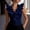 Dark Blue, variant on Women's Sleeveless Chiffon Ruffle V-Neck Pleated Top – Solid Color Blouse Parties & Light Formal Wear Dark Blue,XXL