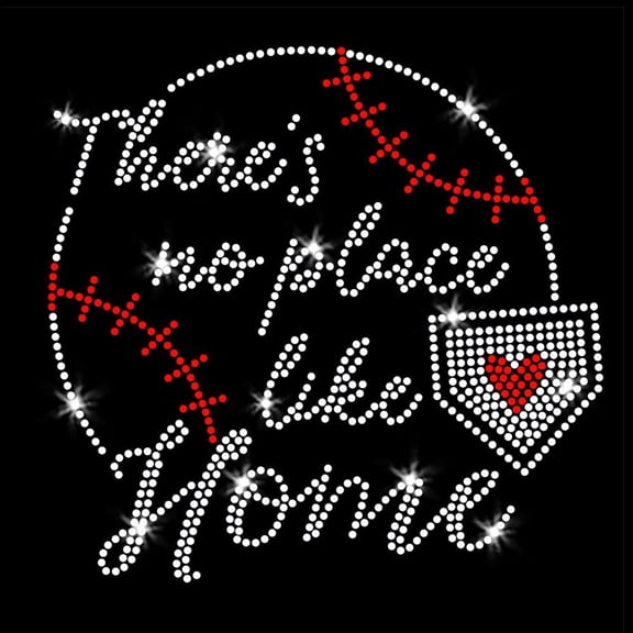 There's No Place Like Home Baseball Iron-on Clear Rhinestone and Rhinestud Transfer by JCS Rhinestones