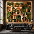 thumbnail image 6 of Botanical Bookshelf in Arched Shelving, Cozy Maximalist for Book Lovers, Nature-Inspired Decor, Housewarming Gift, Tapestry Wall Hanging for Home Library and Study Room, 6 of 7