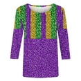 thumbnail image 5 of YOIAVAIOY Women Mardi Gras T Shirts Fashion Casual Crew Neck Tops Trendy Mask Print 3/4 Sleeve Blouses Multicolor XXXL, 5 of 6
