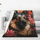 thumbnail image 1 of Fotbe Colorful Flower German Shepherd Manta de Franela Acolchonada con Estampado, Súper Suave y Esponjosa, Extra Grande para Sofá, Cama, Uso Todo el Año-60"x50", 1 of 7