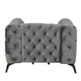thumbnail image 6 of Accent Chair, 40.5" Velvet Button Tufted Upholstered Accent Sofa with Arms and Curved High Back Comfy Single Sofa Chair with Metal Legs Modern Couch Accent Sofa for Living Room Bedroom, Gray, 6 of 7