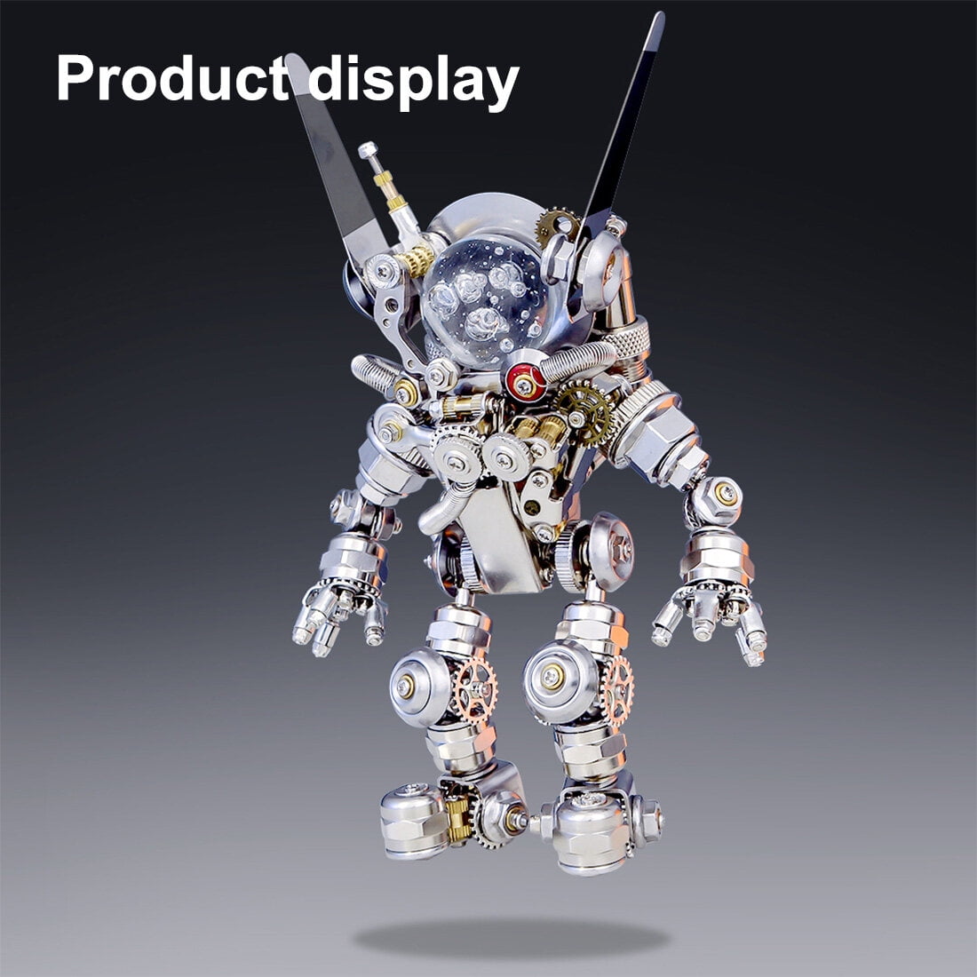 3D Metal Puzzle Model Kit, 500+PCS Metal Mechanical Aerospace Rabbit with LED Lights & Display Stand, Unique Desktop Decor & Creative Gift for Teens & Adults