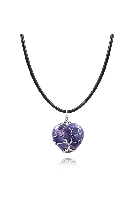 Purple Heart Crystal Necklace Birthday Stone for Women Bringing Good Luck Mysterious Necklace   Amethyst Pendant Necklace Mysterious Spiritual Necklace a Good Gift For Women