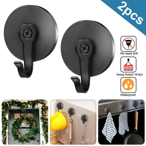 TSV 2pcs Magnetic Wreath Hanger, Strong Magnetic Garland Metal Hooks for Front Door Hanging Holiday Christmas Decoration