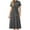 Black, variant on THDHVS Maxi Dresses for Women 2025,Women's Casual Dresses,Woman Fashion Printing Button Pocket Short Sleeve Bandage Elastic Waist Turndown Collar Blouse Dress Gray M