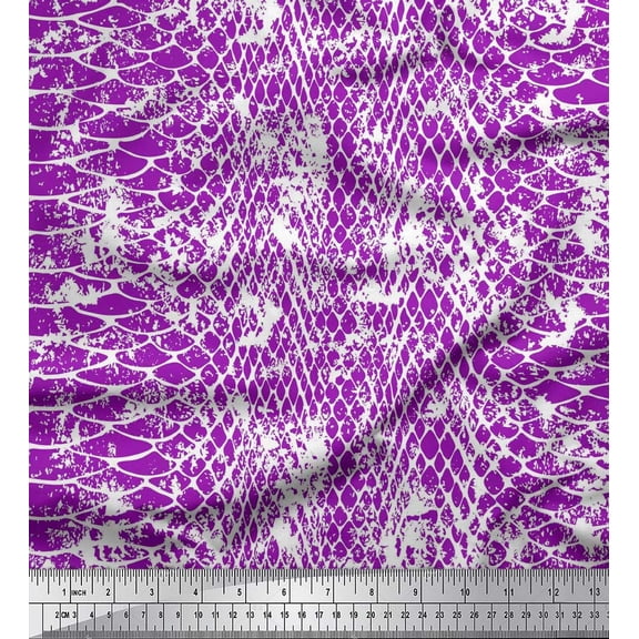 Soimoi Velvet Fabric Snake Animal Skin Printed Fabric 1 Yard 58 Inch Wide