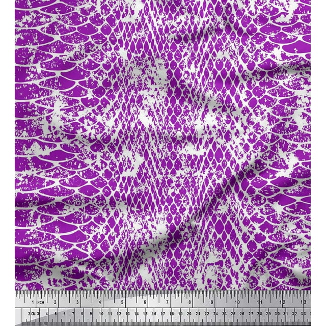Soimoi Poly Georgette Fabric Snake Animal Skin Print Fabric by The Yard 52 Inch Wide