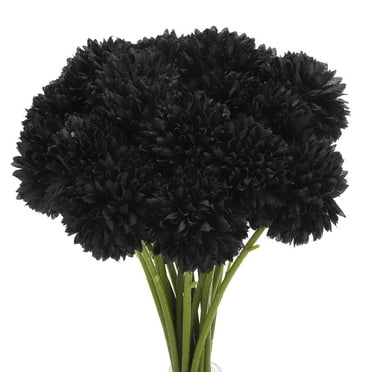 Artificial Flower Heads, Silk Chrysanthemum Hydrangea Black Faux Flowers 20Pcs