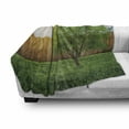 thumbnail image 3 of Farmland Soft Flannel Fleece Throw Blanket, Tree of Life in Backyard of a Countryhouse with Sun Tranquil Field Design Art, Cozy Plush for Indoor and Outdoor Use, 70" x 90", Green Blue, by Ambesonne, 3 of 6