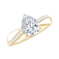 Rosec Jewels Pear Shaped Moissanite Solitaire Engagement Ring for Women (1 Ct, 6X8 mm), 18K Yellow Gold, US 12.00