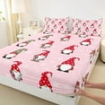 thumbnail image 3 of Homewish Cartoon Santa Claus Queen Sheet Sets for Teen, Pink Winter Snowflake Flat Sheet, Kawaii Christmas Gnome Queen Fitted Sheet, Super Cozy Room Decor, 4pcs, 3 of 7