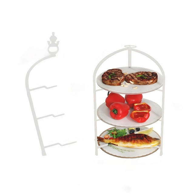 Bwiyojiz 10.15"Lx8.11"Wx16.92"H Kitchen Vegetable Rack Stackable Shelf Foldable Perforated Preparation Basin Home Storage & Organization, Metal, White, Gifts for Friend