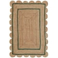 thumbnail image 1 of Indian Handmade Braided Natural Jute With Green Color Jute Design Area Rugs , Scalloped Rugs , Home Décor Natural Jute Rugs & Carpet Size , 3 x 5 Feet ( 90 cm x 150 cm ) Rectangle, 1 of 2