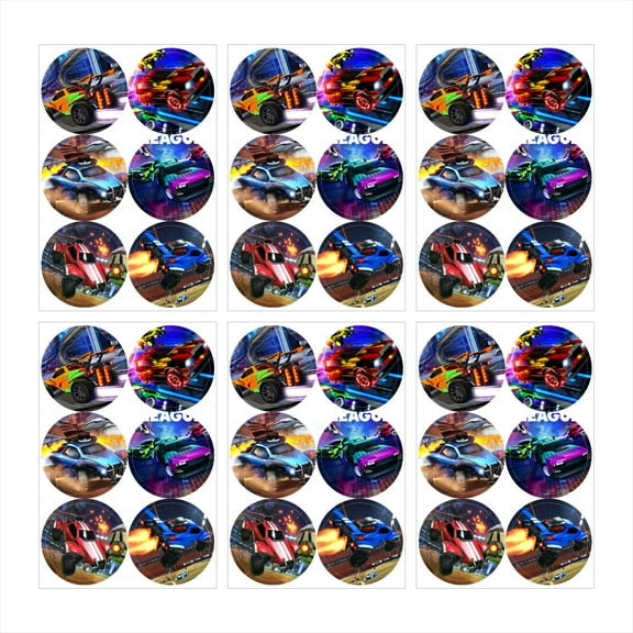 Rocket League Stickers Party Favors Labels Birthday Thank You Themed Round Circle Baby Shower 60pcs
