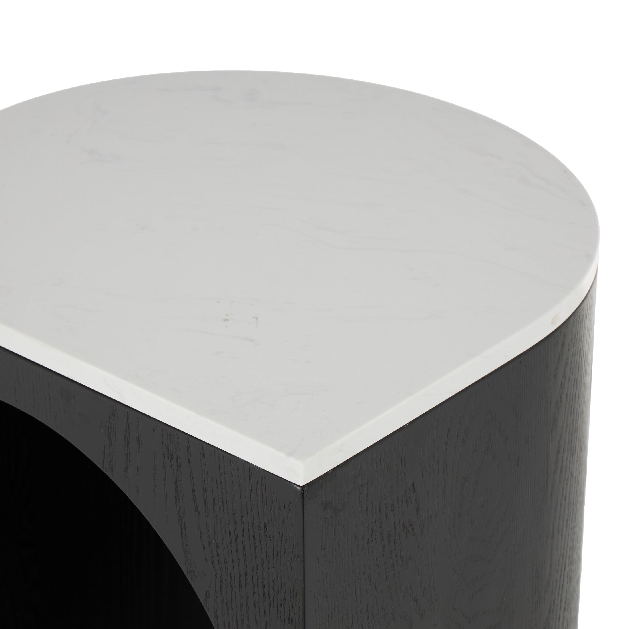 DecMode 16" x 23" Black Wood Cutout Arch Accent Table with White Marble Tabletop, 1-Piece