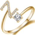 thumbnail image 1 of GHSDFBB Initial Letter Ring for Women Girls Gold Stackable Alphabet Rings with Initial Adjustable Crystal Inlaid Initial Rings Bridesmaid Gift, 1 of 6