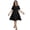 Black, variant on Women's Plus Size Round Neck Openwork Dress with Sheer Panels and Stretch Knit 95% Polyester 5% Elastane with comfort