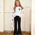 thumbnail image 2 of WAVSUF Long Sleeve Sets for Girls 2 Piece Crew Neck Sweatshirt and Flare Leg Pants Fall Daily Casual Clothes 5, 2 of 8