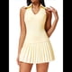 thumbnail image 3 of Falda de Tenis para Mujer, Falda de Golf Acanalada, Falda Deportiva Plisada con Media Cremallera, Pantalones Cortos y Sujetador Incorporados Amarillo XXL, 3 of 10