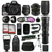 Nikon D3200 DSLR Digital Camera + 18-55mm VR + 6.5mm Fisheye + 55-300mm VR + 420-1600mm Lens + Filters + 128GB Memory + Action Stabilizer + i-TTL Autofocus Flash + Backpack + Case + 70" Tripod