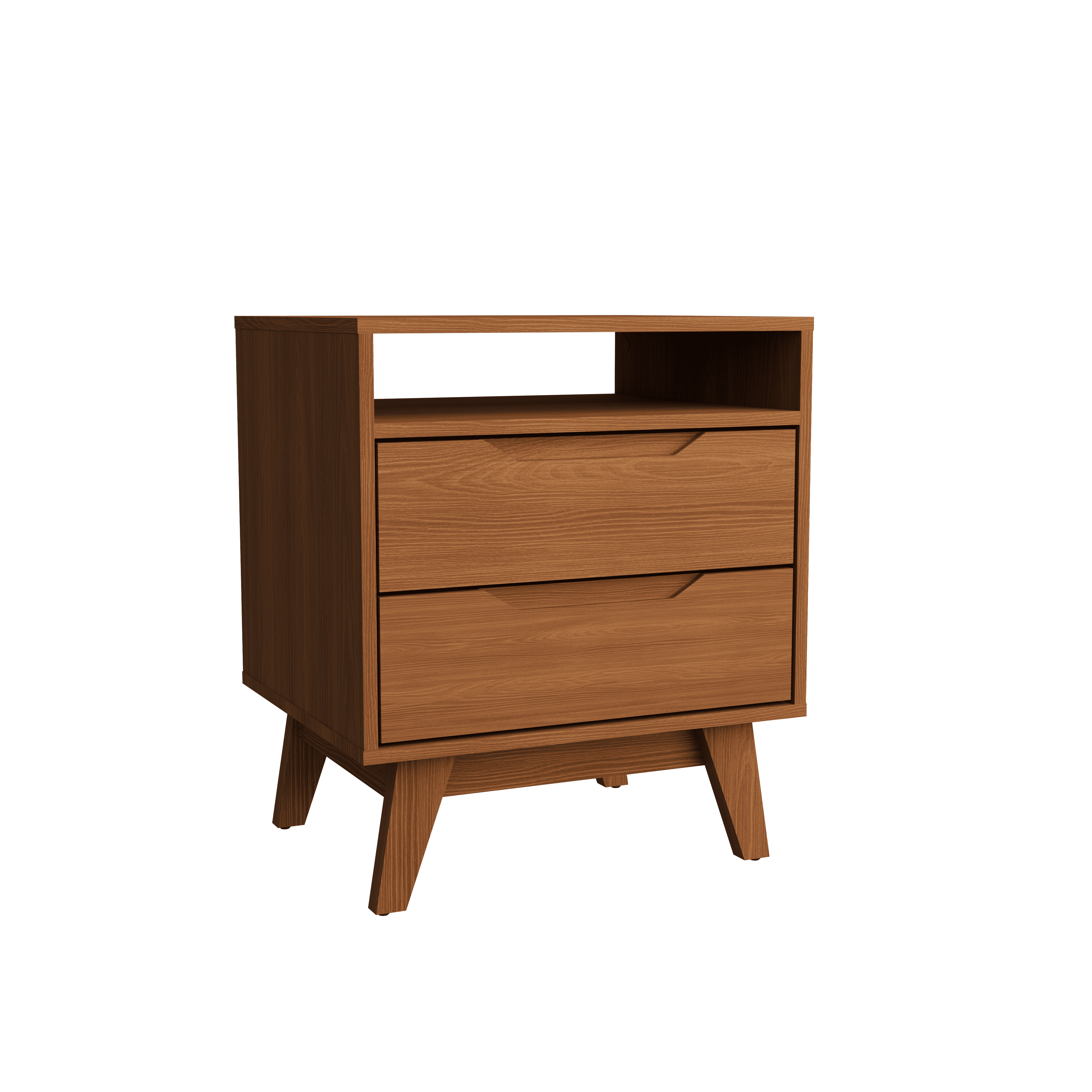 Kappesberg Paris 2-Drawer Nightstand with Open Shelf and Built-in Handles - Golden Oak - for Adults and Teens
