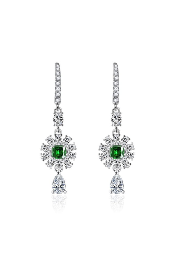 Diamond Earrings for Women Exaggerated Flower Diamond Earrings Female Long Tassel Jewelry for Her Birthday Christmas Gift