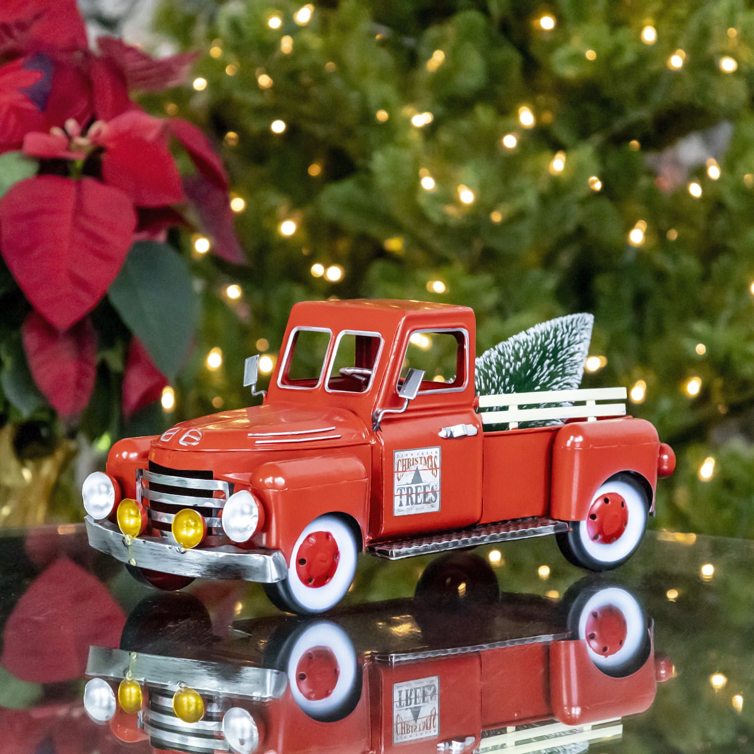 Red Metal Christmas Pickup Truck Decoration - Walmart.com