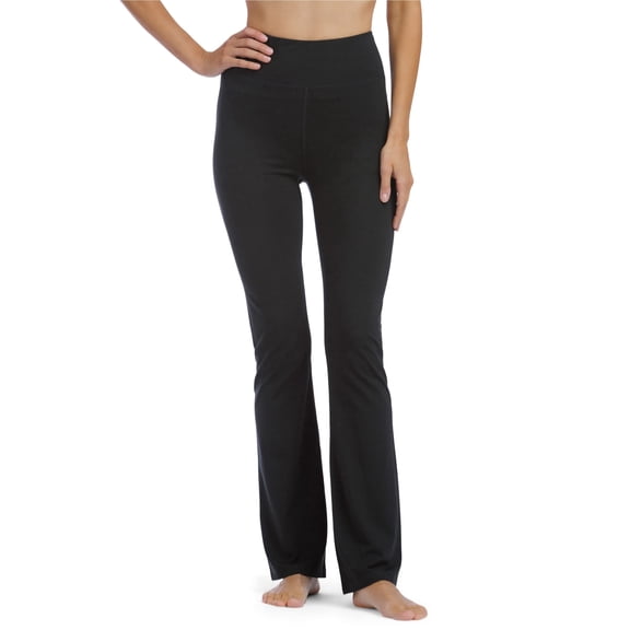 Fishers Finery Women's Ecofabric High Waisted Bootcut Yoga Pants; Cotton & Modal Blend (Black, L)
