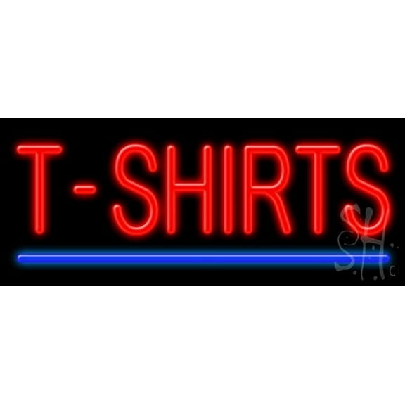 T Shirts LED Neon Sign 6" Tall x 15" Wide - inches, Black Square Cut Acrylic Backing, with Dimmer - Bright and Premium built indoor LED Neon Sign for Storefront.