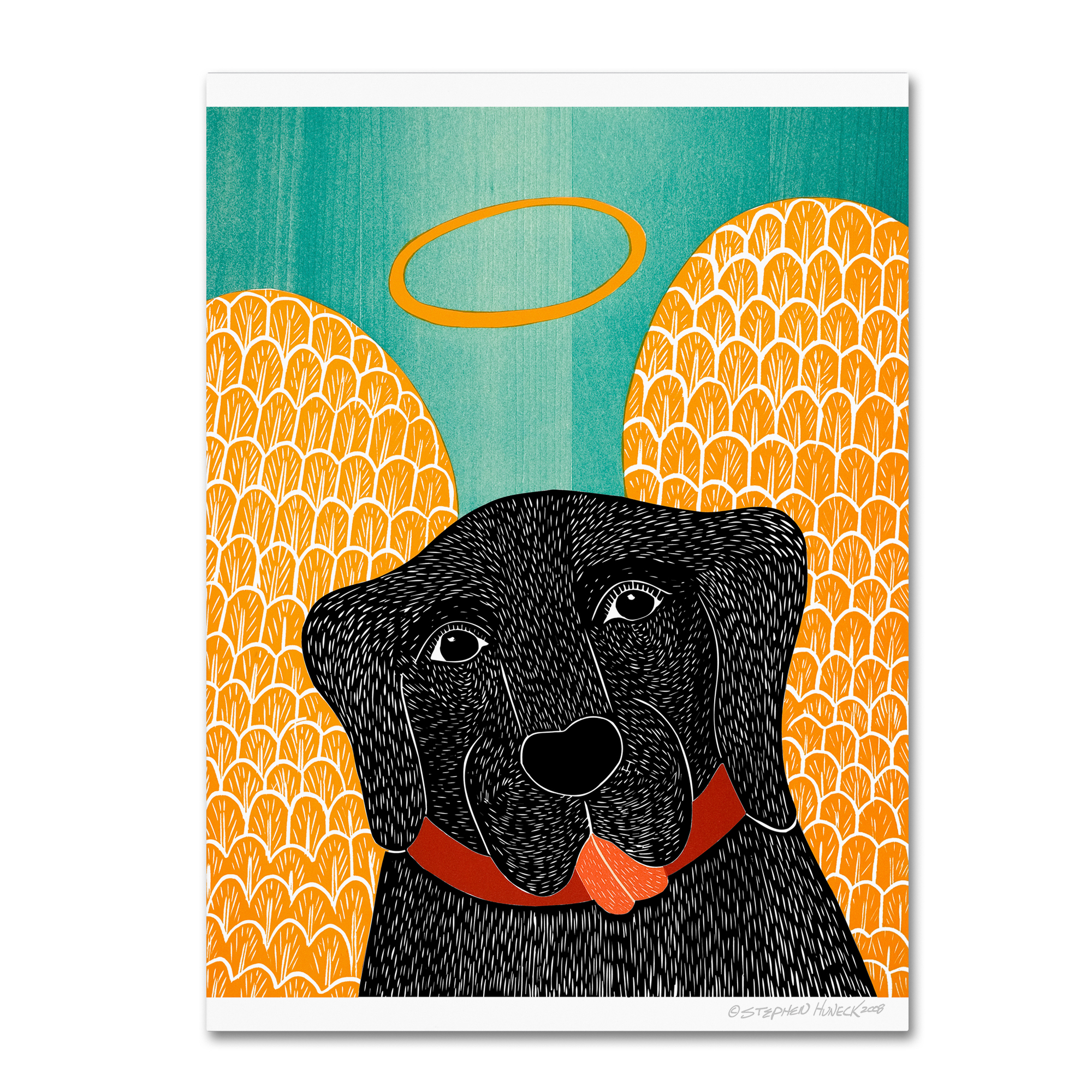 Stephen Huneck 'Angel Dog Black' Canvas Art