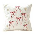 thumbnail image 2 of Dalxymotic Christmas Throw Pillow Covers, Snowflake Bow Designs 17.71x17.71 Inch, Holiday Decorative Cushion Cases, Christmas Decorations Indoor Outdoor for Sofa, Couch, Bed, 2 of 7