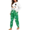 thumbnail image 2 of Yuyamidu Snowman Long Sleeve Pajama for Women Size M Snowflake Scoop Neck Sleepwear Top and Green Pants Christmas Pajamas 2 PCS Skin Friendly Jogger Set with Pockets, 2 of 7