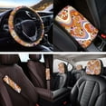 thumbnail image 4 of Yuyamidu Hippie Flower Car Seat Covers and Steering Wheel Cover Seat Belt Strap Pad Headrest Covers Orange Armrest Pad Keychain Coasters, Set of 14, 4 of 7