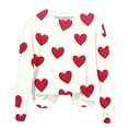 thumbnail image 4 of Jsaierl Chandails en Molleton pour Femmes Saint-Valentin Mignons Imprimé Cœur Chandails en Molleton Tendance Chandail Col Rond Décontracté Manches Longues pour Femmes, 4 of 4