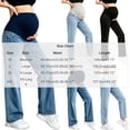 thumbnail image 3 of YUANxueke Maternity Jeans for Women Straight Wide Leg Pregnancy Denim Pants Over The Belly Stretchy Jeans,Black,L, 3 of 5