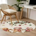 thumbnail image 4 of Round Area Rugs Collection 4 Ft, Gingerbread Christmas Non-Slip Residential Carpet, Xmas Balls Branches Farmhouse Indoor Crawling Mats Runner Rugs for Living Room/Dining Room/Bedroom, 4 of 8