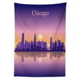 thumbnail image 3 of Ambesonne Chicago Skyline Tablecloth Rectangular Table Cover, Illinois Sunset, 60"x84", Purple Apricot Pink, 3 of 4