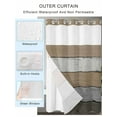 thumbnail image 2 of No Hook Cloth Fabric Shower Curtain with Snap in Liner, Brown Wood Grain Waterproof Shower Curtains Set with See Through Top Window, Vintage Grey Stripe Gradient Grain Bath Curtains Shower 72"x96", 2 of 6
