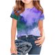 thumbnail image 2 of Blusas y camisas de manga corta con cuello redondo Camiseta estampada de manga corta para niños Cuello redondo Media manga Casual Versátil Top de poliéster para niñas, 2 of 5